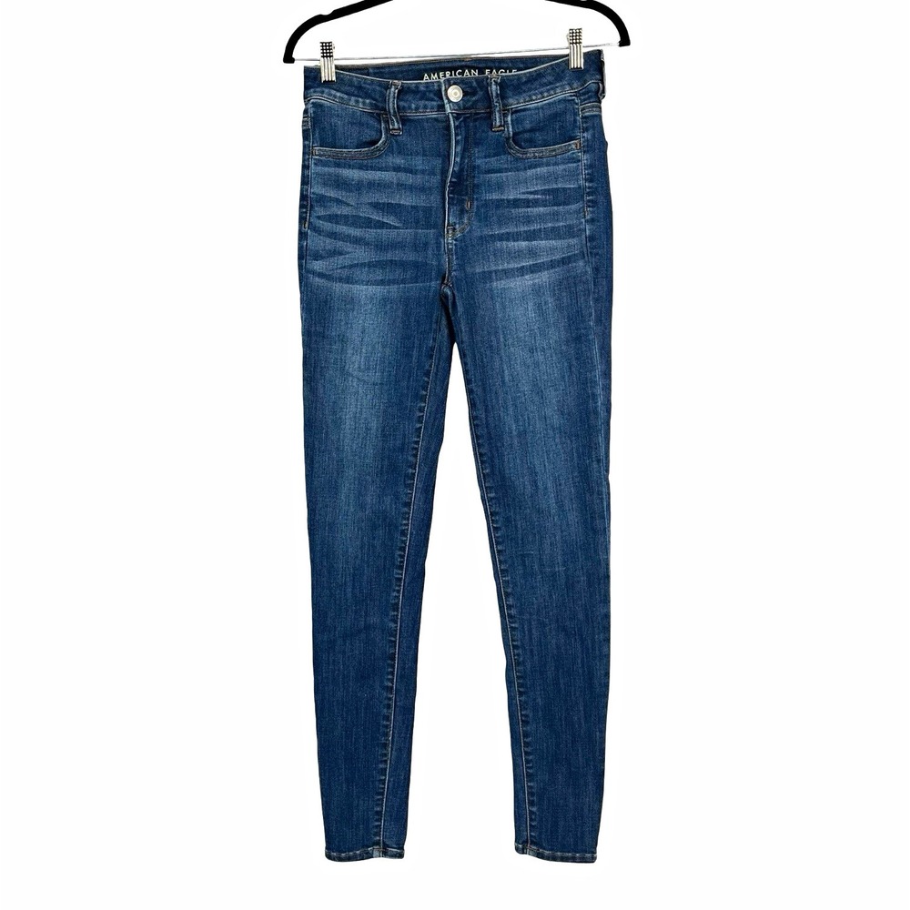 American Eagle Women's Hi-Rise Jegging Jeans Size 6 Long Stretch Skinny Med Wash